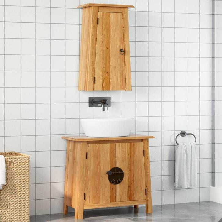 vidaXL 2-delige Badkamermeubelset massief grenenhout, Huis en Inrichting, Badkamer | Badkamermeubels, Nieuw, Verzenden