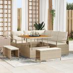 vidaXL 8-delige Tuinbankset met Kussens - Beige Poly Rattan, Tuin en Terras, Verzenden, Nieuw
