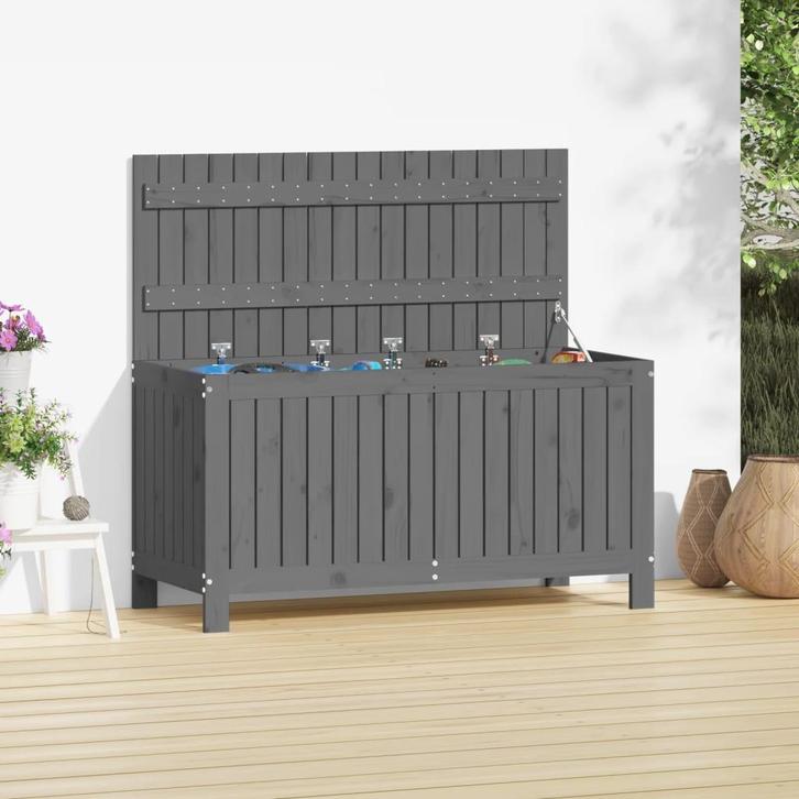 vidaXL Tuinbox 115x49x60 cm massief grenenhout grijs, Tuin en Terras, Bergingen en Tuinkasten, Nieuw, Verzenden