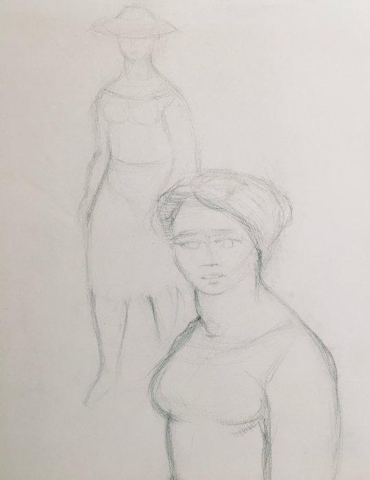 Roger Montané (1916-2002) - Elégantes - Dessin original, Antiek en Kunst, Kunst | Designobjecten