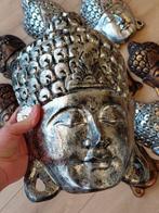 Beeld, 10 Grote houten Boeddha hoofden - 33 cm - Hout, Antiek en Kunst