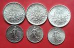 France. Lot de 6 monnaies en argent (1 Franc et 5 Francs), Timbres & Monnaies