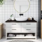 vidaXL Wastafelblad 100x40x(2-6) cm behandeld massief hout, Huis en Inrichting, Keuken | Keukenelementen, Verzenden, Nieuw