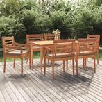vidaXL 7-delige Tuinset met kussens massief teakhout, Tuin en Terras, Verzenden, Nieuw, Tuinset
