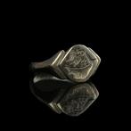 Oud-Romeins Zilver Legionary zegelring met galei en Aquila