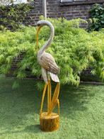 sculptuur, Kraanvogel - handsnijwerk - beschilderd - 99 cm -