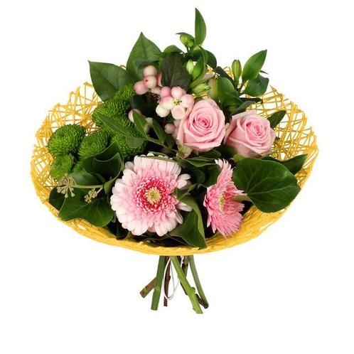 Actie boekethouder twist papier 20 cm - geel (excl., Huis en Inrichting, Woonaccessoires | Kunstplanten en Kunstbloemen, Nieuw
