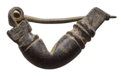 Oud-Grieks Brons, - Uitzonderlijke Frigische fibula/broche, Antiquités & Art, Antiquités | Autres Antiquités