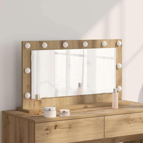 vidaXL Kaptafel Spiegel met LED Verlichting Artisan Eiken, Huis en Inrichting, Woonaccessoires | Spiegels, Nieuw, Verzenden