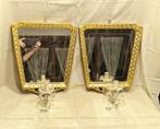 Coppia di Antichi Specchi con Portacandele in Vetro di