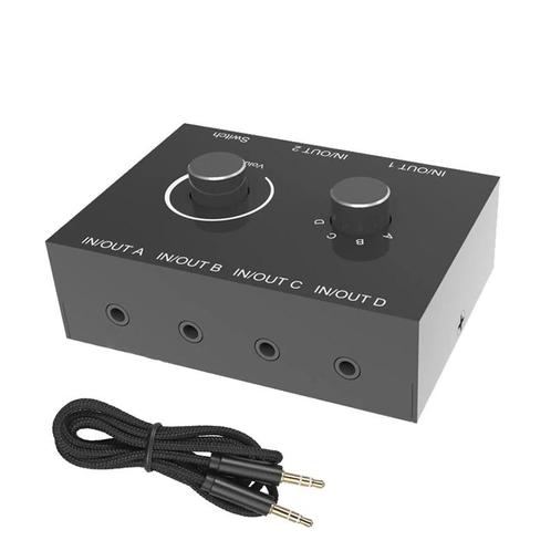 4 Poorts Audio Switch - Bi-Directionele - 4x 3.5mm jack, TV, Hi-fi & Vidéo, Câbles audio & Câbles de télévision