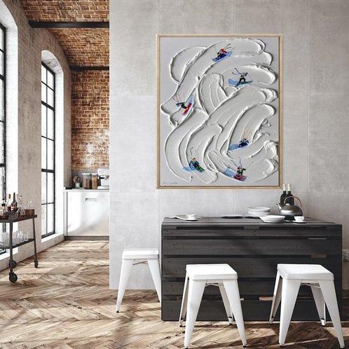Juli Lampe - Ski Lovers. Conquering snowy peaks., Antiek en Kunst, Kunst | Schilderijen | Modern