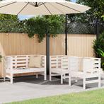 vidaXL 3-delige Loungeset massief grenenhout wit, Tuin en Terras, Verzenden, Nieuw, Loungeset