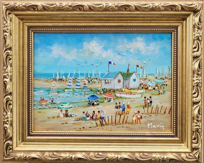 Gérald Marin (1975) - La panne à la mer ~ Vacances dété ~, Antiquités & Art, Art | Peinture | Classique