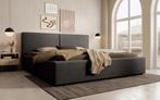 Meubella | Tweepersoonsbed 180x200 zwart ribstof, Huis en Inrichting, Slaapkamer | Bedden, Verzenden, Nieuw, 180 cm
