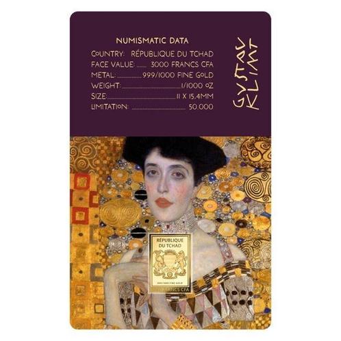 Tchad. 3000 Francs CFA 1/1000 Oz, Gustav Klimt Paintings –, Postzegels en Munten, Munten | Europa | Niet-Euromunten