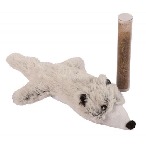 Poezenspeelgoed hermelijn met cat nip in de tube, 17 cm -, Dieren en Toebehoren, Katten-accessoires, Nieuw