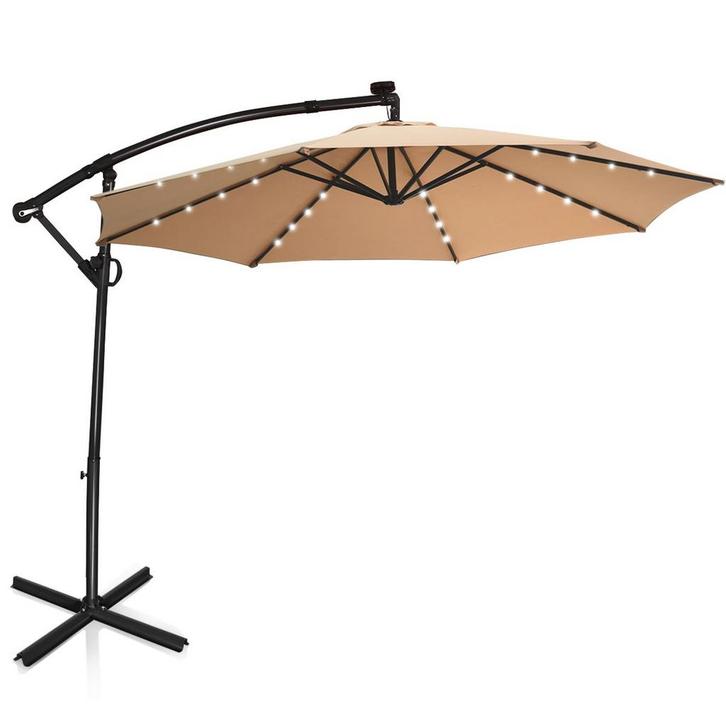 2dekans | Coast 300 cm Beige Vrijhangende Parasol met, Tuin en Terras, Parasols, Ophalen of Verzenden