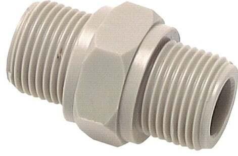 Dubbele Nippel G1/8'' PVDF 10bar FDA 14mm Hex, Doe-het-zelf en Bouw, Overige Doe-Het-Zelf en Bouw, Verzenden
