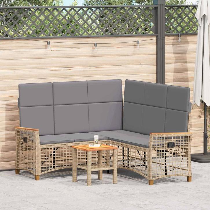 vidaXL Tuin verstelbare bank set Verstelbaar Beige en, Tuin en Terras, Tuinsets en Loungesets, Nieuw, Verzenden