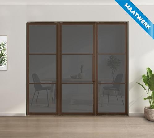 Enkele stalen taatsdeur met glaspaneel, 3 vlaks, brons, rook, Doe-het-zelf en Bouw, Deuren en Vliegenramen, Overige typen, Nieuw