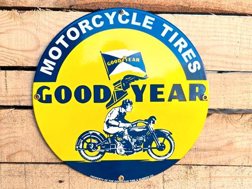 Good Year Motorcycle Tires - Vintage Emaille bord, Verzamelen, Merken en Reclamevoorwerpen, Verzenden