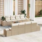 vidaXL Tuinbank Set met kussen 9 pcs Beige poly rattan, Verzenden, Nieuw