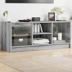 vidaXL Tv-meubel met glazen deuren 102x37x42 cm grijs sonoma, Huis en Inrichting, Kasten |Televisiemeubels, Verzenden, Nieuw