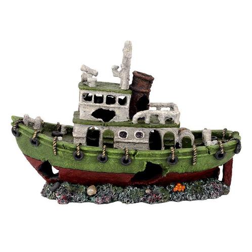 Gezonken sleepboot / Aquarium decoratie As-905, Dieren en Toebehoren, Vissen | Aquaria en Toebehoren, Nieuw, Verzenden