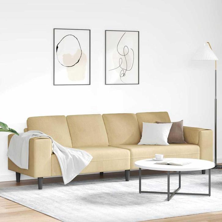 vidaXL Stoffen Sofa met kussen Grijs Groen 208 cm Katoenen, Huis en Inrichting, Zetels | Zetels, Nieuw, Verzenden