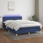 vidaXL Boxspring met matras en LED stof blauw 140x200 cm, Huis en Inrichting, Slaapkamer | Bedden, Verzenden, Nieuw