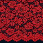 10 meter kant stof - Rood - 100% polyester, Hobby en Vrije tijd, Stoffen en Lappen, 200 cm of meer, Nieuw, 120 cm of meer, Kant