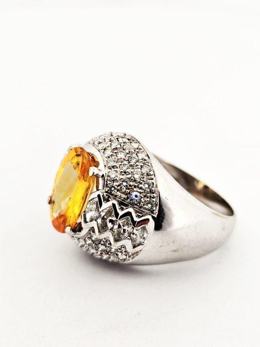Ring - 18 karaat Witgoud - 8.30ct. tw. Saffier - Diamant, Bijoux, Sacs & Beauté, Bagues