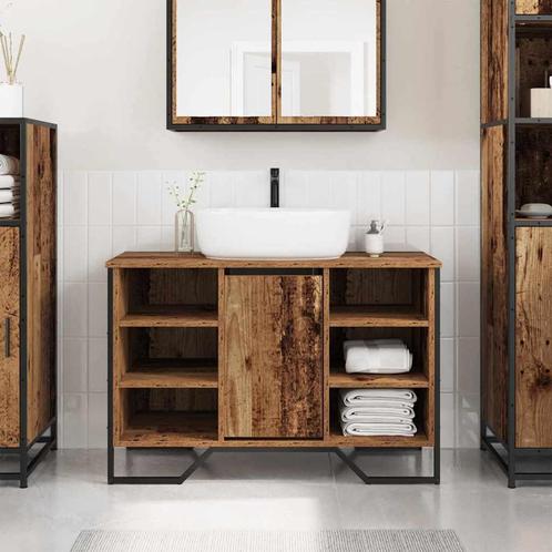vidaXL Wasbak Kast met opslag met de deur Oud Hout Bewerkt, Huis en Inrichting, Tafels | Kaptafels, Nieuw, Verzenden