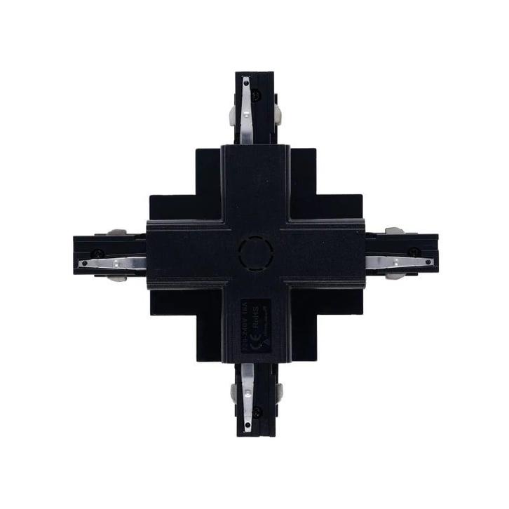 Luxar Inbouw 3 Fase X-Vorm Connector Zwart, Huis en Inrichting, Lampen | Plafondlampen, Nieuw, Verzenden