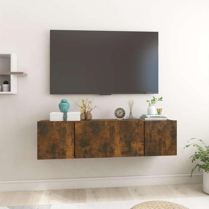 vidaXL Tv-hangmeubelen 2 st 60x30x30 cm gerookt eikenkleurig, Huis en Inrichting, Kasten |Televisiemeubels, Nieuw, Verzenden