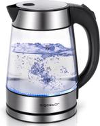 Waterkoker glas - RVS - met LED - 1.7L - 2200W - RVS, Huis en Inrichting, Verzenden, Nieuw