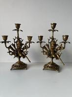 Kaarsenhouder (2) - Gepatineerd brons, Verguld brons - Paar