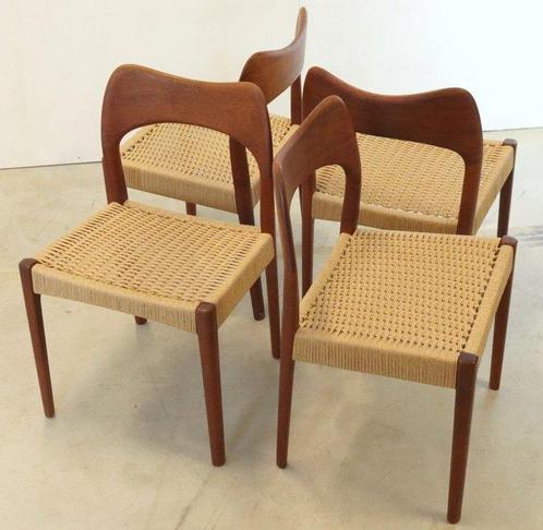 J.L. Møllers Møbelfabrik - Niels O. Moller - Stoel (4) -, Antiek en Kunst, Kunst | Designobjecten