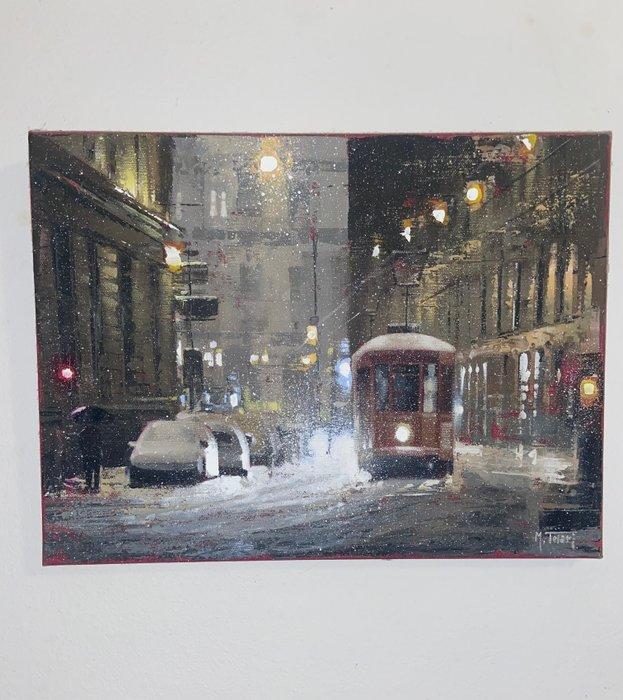 Michele Telari - Neve a Milano, Antiquités & Art, Art | Peinture | Classique