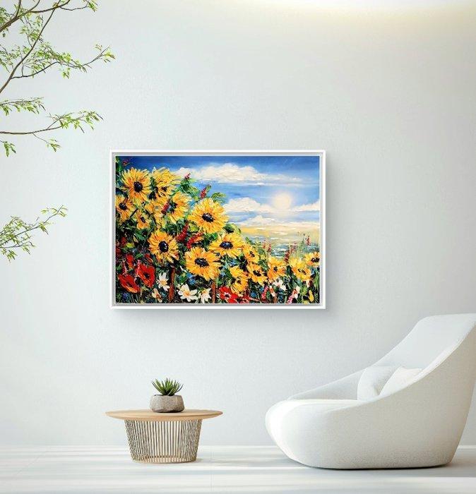 Anna Kaluzna - Sunflowers fields, Antiek en Kunst, Kunst | Schilderijen | Modern