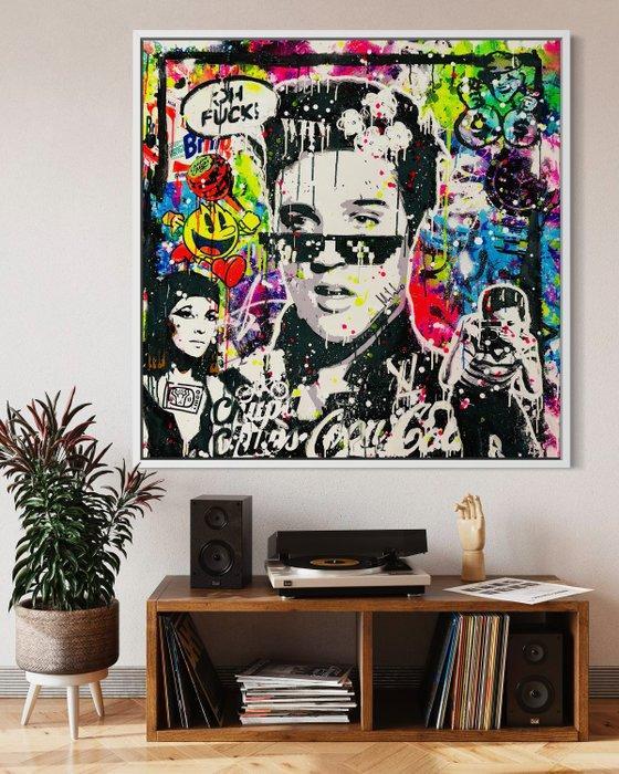 Mikko - Elvis Presley Thugh Life - XL (No reserve price!), Antiek en Kunst, Kunst | Schilderijen | Modern