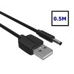 3.5mm DC naar USB 2.0 laadkabel Zwart 0.5 Meter, Hobby en Vrije tijd, Nieuw, Verzenden