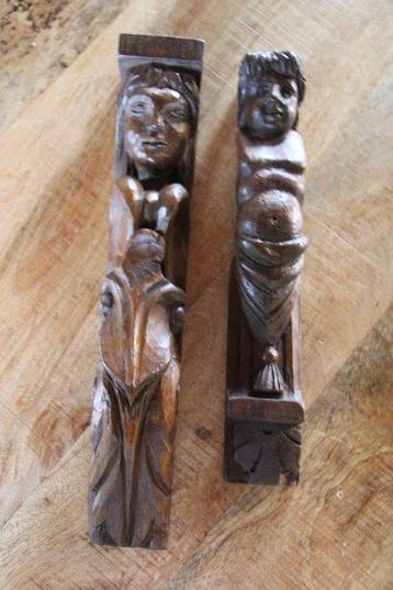 Sculpture, 2 ornamenten/fragmenten kast - 28 cm - Bois