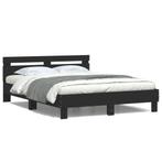 vidaXL Cadre de lit avec tête de lit et LED noir 140x190, Maison & Meubles, Chambre à coucher | Lits, Neuf, Verzenden