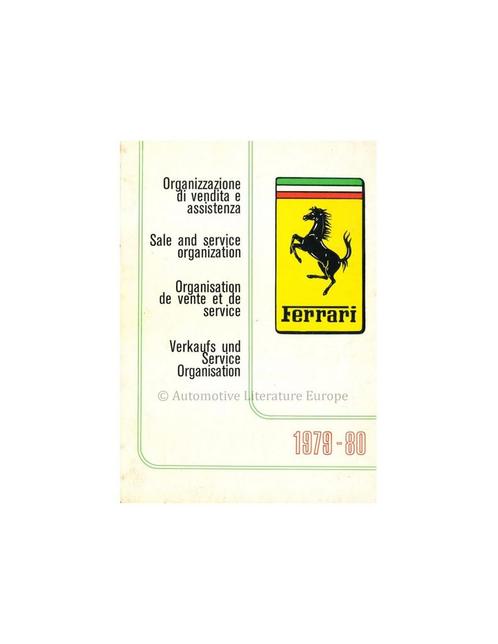 1979-80 FERRARI VERKOOP & SERVICE ORGANISATIE, Auto diversen, Handleidingen en Instructieboekjes