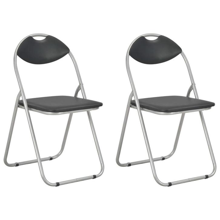 vidaXL Eetkamerstoelen inklapbaar 2 st kunstleer zwart, Huis en Inrichting, Stoelen, Nieuw, Verzenden