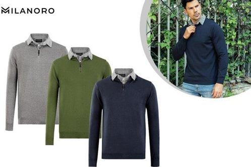 Tweedekans | Milanoro - Herenpullover met overhemdkraag en, Kleding | Heren, Overige Herenkleding, Ophalen of Verzenden