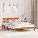 vidaXL Bedframe met hoofdeinde Bruin 140 x 200 cm Massief, Huis en Inrichting, Slaapkamer | Bedden, Verzenden, Nieuw