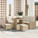 vidaXL Tuinbank Set 8 pcs Beige poly rattan, Tuin en Terras, Verzenden, Nieuw